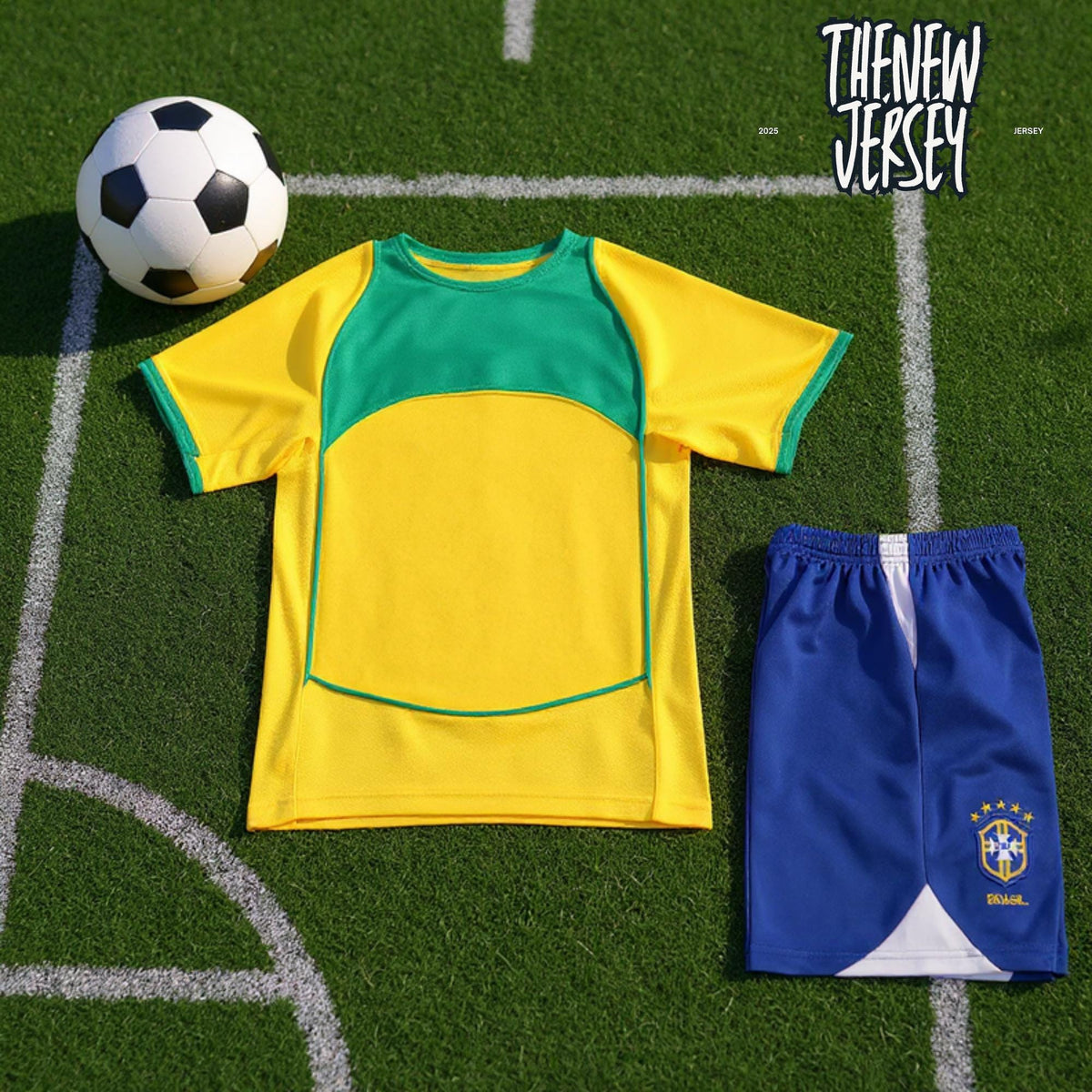 Brazil inspired kids football jersey and shorts set
